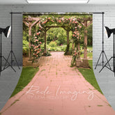 Aperturee - Aperturee Summer Garden Floral Arch Pavilion Sweep Backdrop