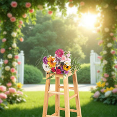 Aperturee - Aperturee Summer Glow Greenery Rose Manor Gate Wedding Backdrop