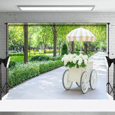 Aperturee - Aperturee Summer Green Park Bouquet Trolley Photography Backdrop