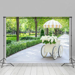 Aperturee - Aperturee Summer Green Park Bouquet Trolley Photography Backdrop