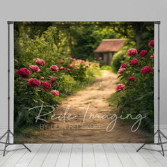 Aperturee - Aperturee Summer Greenery Rose Rustic Dirt Path Photo Backdrop