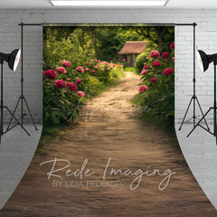 Aperturee - Aperturee Summer Greenery Rose Rustic Dirt Path Sweep Backdrop