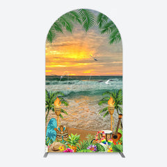 Aperturee - Aperturee Summer Hawaii Sunset Beach Carnival Arch Backdrop