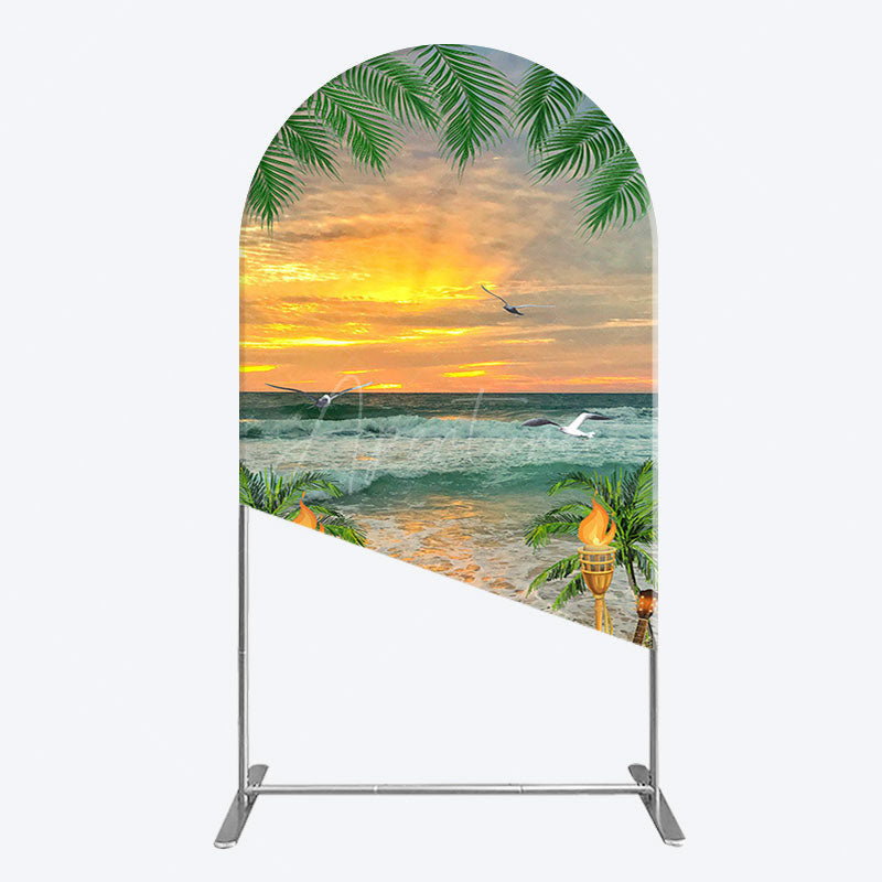 Aperturee - Aperturee Summer Hawaii Sunset Beach Carnival Arch Backdrop