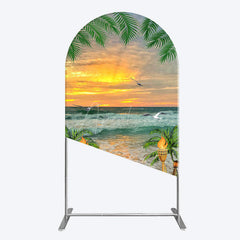 Aperturee - Aperturee Summer Hawaii Sunset Beach Carnival Arch Backdrop