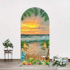 Aperturee - Aperturee Summer Hawaii Sunset Beach Carnival Arch Backdrop