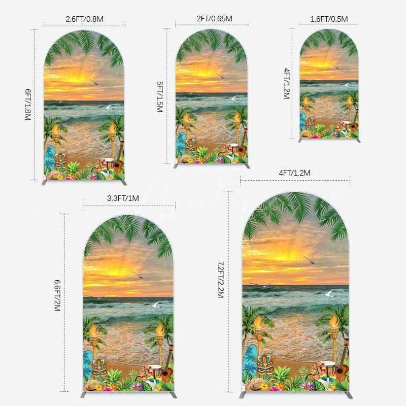 Aperturee - Aperturee Summer Hawaii Sunset Beach Carnival Arch Backdrop
