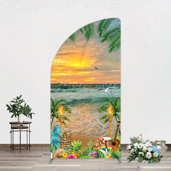 Aperturee - Aperturee Summer Hawaii Sunset Beach Carnival Half Moon Arch Backdrop