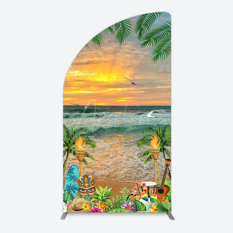 Aperturee - Aperturee Summer Hawaii Sunset Beach Carnival Half Moon Arch Backdrop