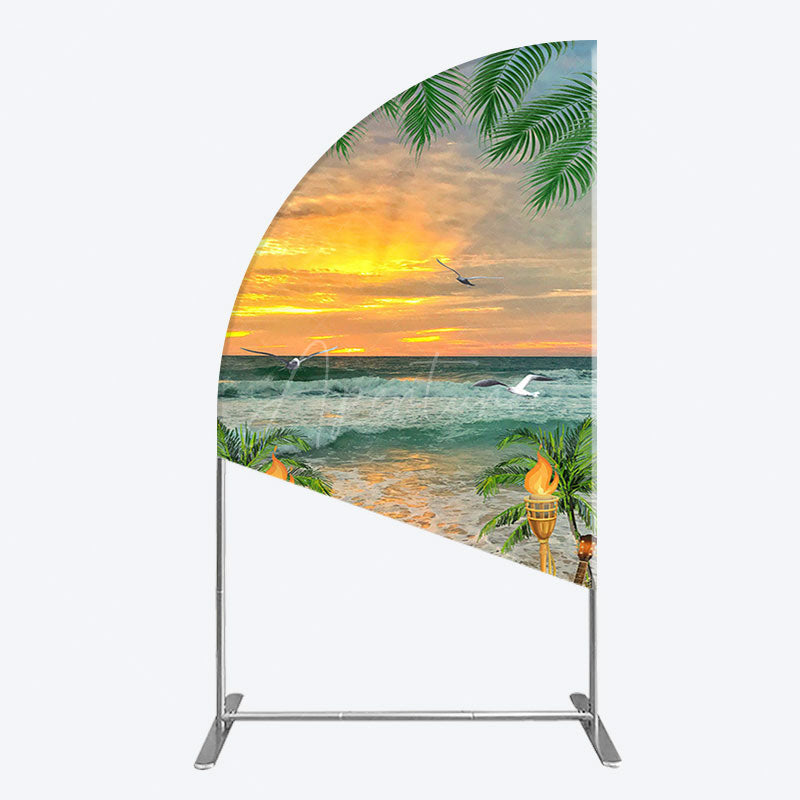 Aperturee - Aperturee Summer Hawaii Sunset Beach Carnival Half Moon Arch Backdrop