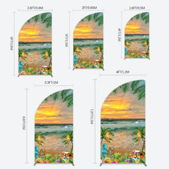 Aperturee - Aperturee Summer Hawaii Sunset Beach Carnival Half Moon Arch Backdrop