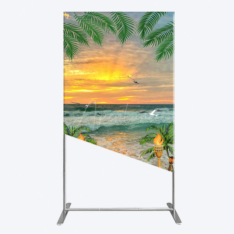 Aperturee - Aperturee Summer Hawaii Sunset Beach Carnival Rectangle Backdrop