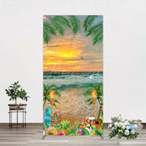 Aperturee - Aperturee Summer Hawaii Sunset Beach Carnival Rectangle Backdrop