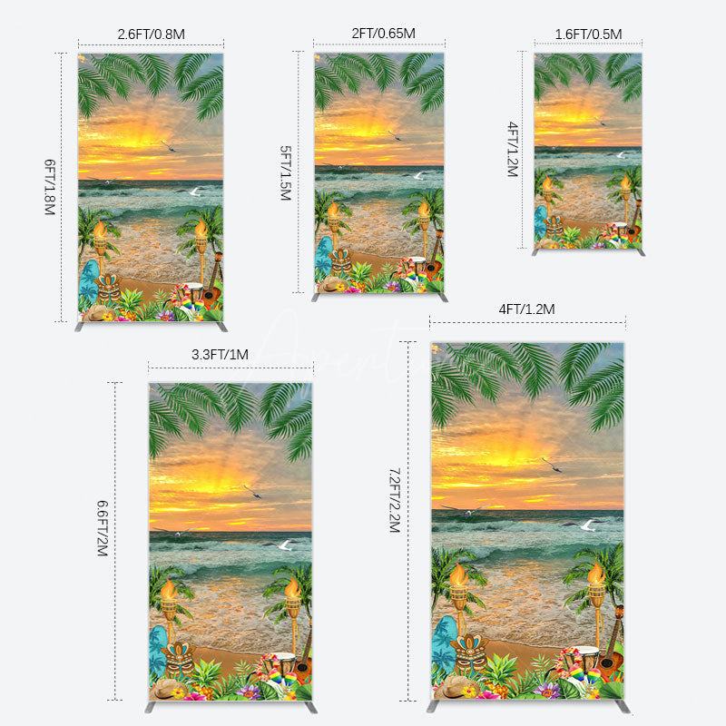 Aperturee - Aperturee Summer Hawaii Sunset Beach Carnival Rectangle Backdrop