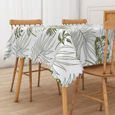 Aperturee - Aperturee Summer Hawaiian Rectangle Tablecloth with Tropical Plants for Luau Jungle and Beach Party Decorations