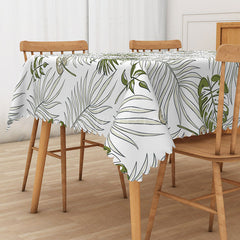 Aperturee - Aperturee Summer Hawaiian Rectangle Tablecloth with Tropical Plants for Luau Jungle and Beach Party Decorations