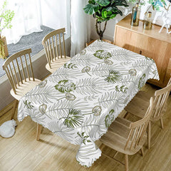 Aperturee - Aperturee Summer Hawaiian Rectangle Tablecloth with Tropical Plants for Luau Jungle and Beach Party Decorations