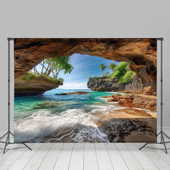 Aperturee - Aperturee Summer Island Cave Vibe Beach Photography Backdrop