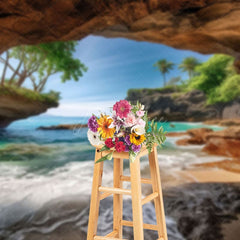 Aperturee - Aperturee Summer Island Cave Vibe Beach Photography Backdrop