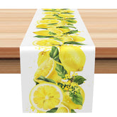 Aperturee - Aperturee Summer Lemon Table Runner with a Mediterranean Coast Vibe Fresh Citrus Fruit Yellow Kitchen or Party Decor