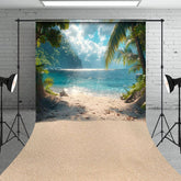 Aperturee - Aperturee Summer Nature Beach Palm Trees Sweep Photo Backdrop