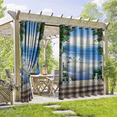 Aperturee - Aperturee Summer Ocean Waterproof Printed Outdoor Curtains