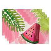 Aperturee - Aperturee Summer Painted Melon Monstera Set of 4 Placemats