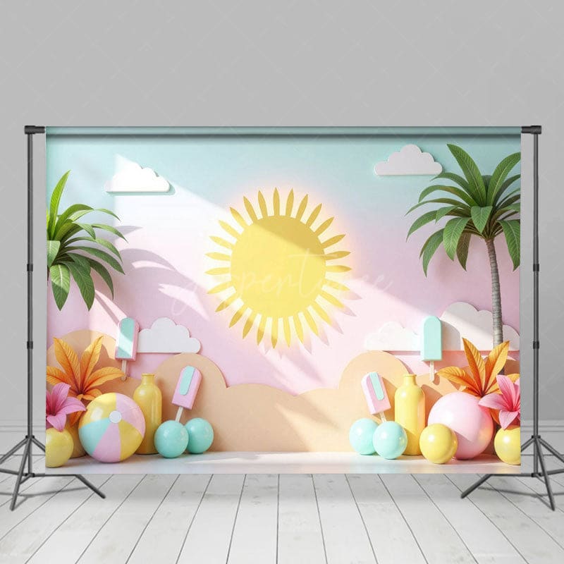 Aperturee - Aperturee Summer Palm Trees Hawaii Sweet Cake Smash Backdrop