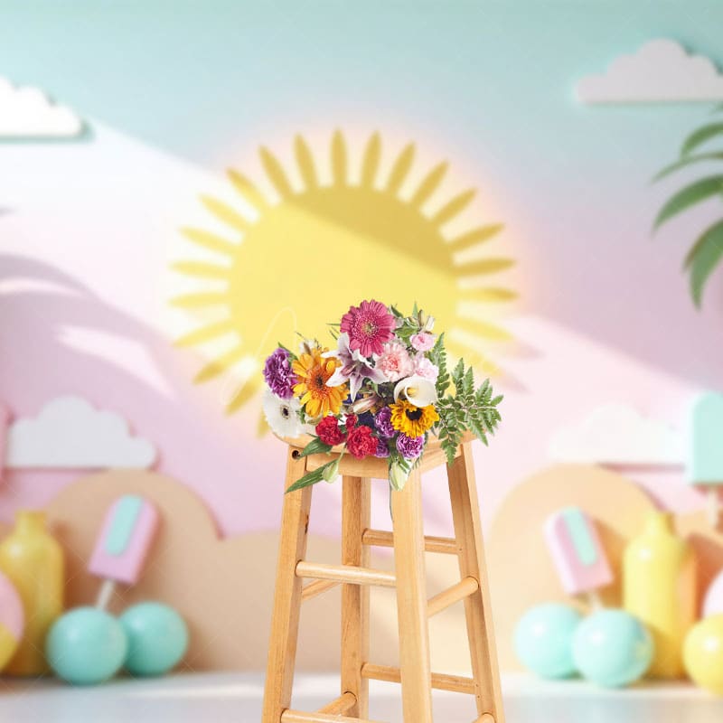 Aperturee - Aperturee Summer Palm Trees Hawaii Sweet Cake Smash Backdrop