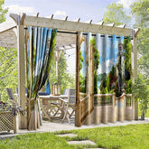 Aperturee - Aperturee Summer Path View Waterproof Printed Outdoor Curtains