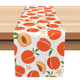 Aperturee - Aperturee Summer Peach Pattern Table Runner Fine Art Fruit Design for Kitchen Decor Sweet as a Peach Party Decoration