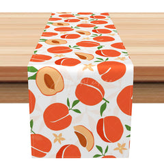 Aperturee - Aperturee Summer Peach Pattern Table Runner Fine Art Fruit Design for Kitchen Decor Sweet as a Peach Party Decoration