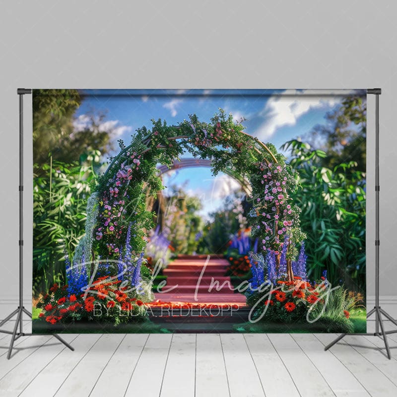 Aperturee - Aperturee Summer Plant Floral Arch Wedding Photography Backdrop
