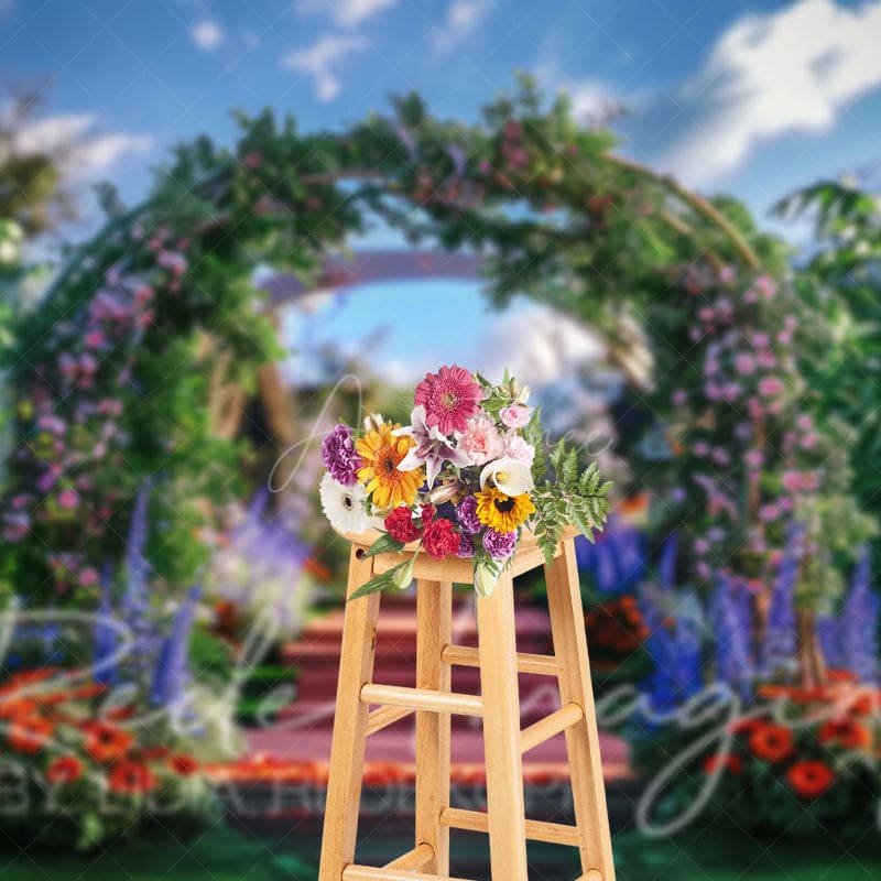 Aperturee - Aperturee Summer Plant Floral Arch Wedding Photography Backdrop