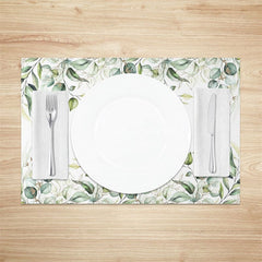 Aperturee - Aperturee Summer Plant Leaves Greenery Set of 4 Placemats