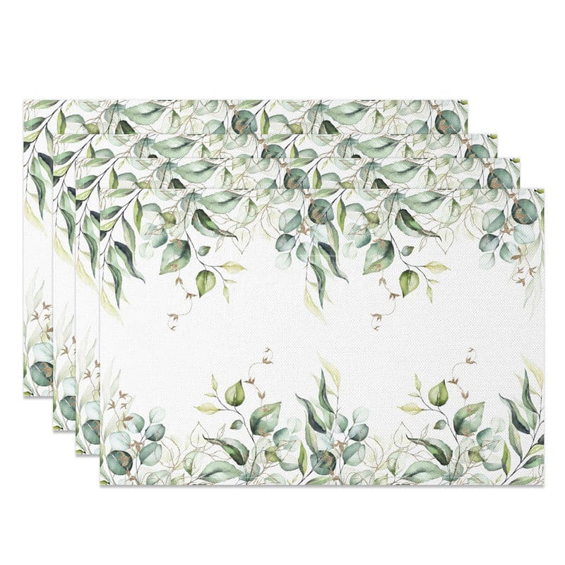Aperturee - Aperturee Summer Plant Leaves Greenery Set of 4 Placemats