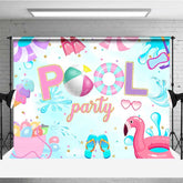 Aperturee Aperturee Summer Pool Party Backdrop for Kids Pink Flamingo and Beach Ball Fun Banner Tropical Birthday Photo Booth Prop