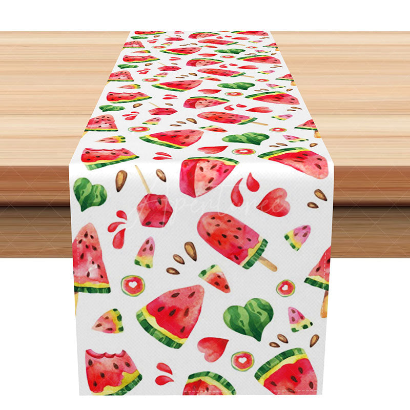 Aperturee - Aperturee Summer Popsicle and Watermelon Table Runner Fun and Colorful Decor for Kids Party and Kitchen Table