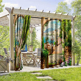 Aperturee - Aperturee Summer Resort Waterproof Printed Outdoor Curtains