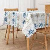 Aperturee - Aperturee Summer Sea Turtle Tablecloth with Repeating Totem Pattern for Coastal Beach House and Nautical Decor