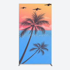 Aperturee - Aperturee Summer Seagull Sunset Coconut Tree Rectangle Backdrop