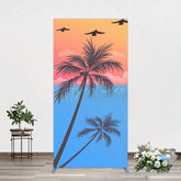 Aperturee - Aperturee Summer Seagull Sunset Coconut Tree Rectangle Backdrop