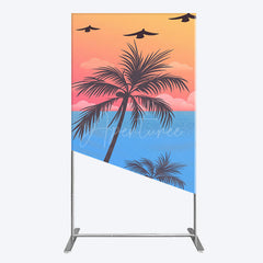 Aperturee - Aperturee Summer Seagull Sunset Coconut Tree Rectangle Backdrop