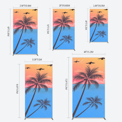 Aperturee - Aperturee Summer Seagull Sunset Coconut Tree Rectangle Backdrop