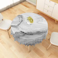 Aperturee - Aperturee Summer Seaside Round Tablecloth with Blue Ocean Pattern for Coastal Beach House and Nautical Themed Decor