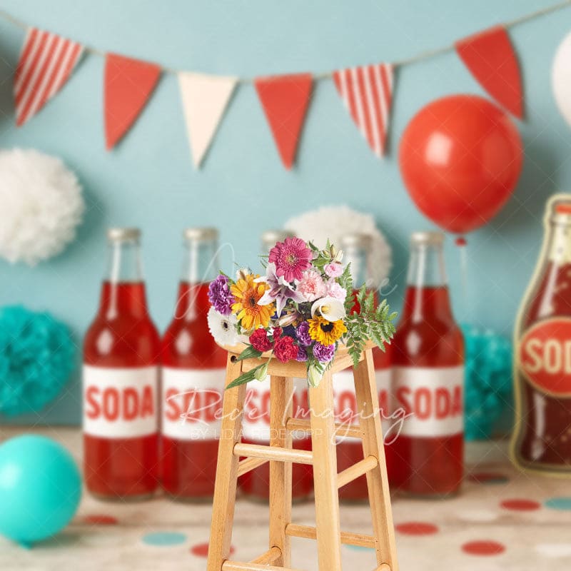 Aperturee - Aperturee Summer Soda Fresh Flag Birthday Cake Smash Backdrop