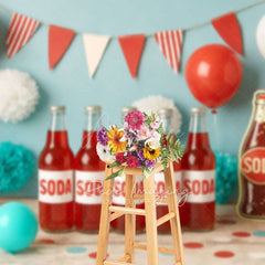Aperturee - Aperturee Summer Soda Fresh Flag Birthday Cake Smash Backdrop