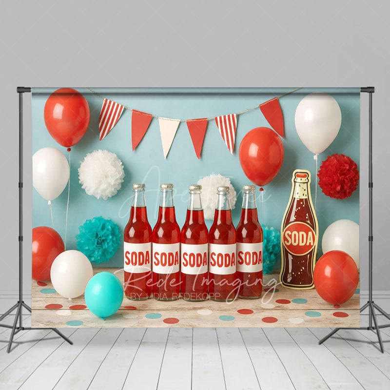 Aperturee - Aperturee Summer Soda Fresh Flag Birthday Cake Smash Backdrop