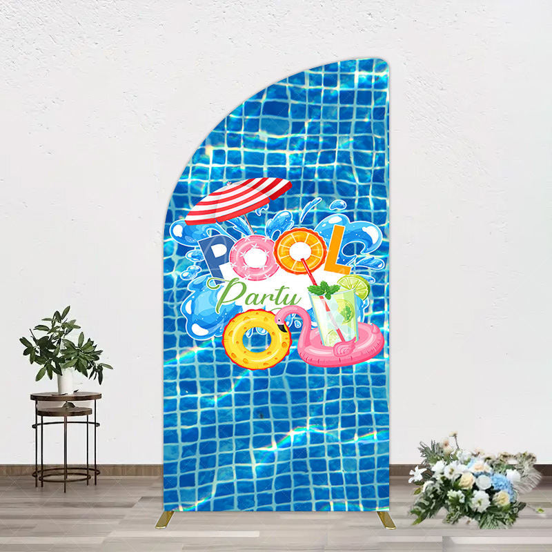 Aperturee - Aperturee Summer Splashing Swimming Pool Party Half Moon Arch Backdrop
