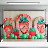 Aperturee - Aperturee Summer Strawberry Arch Balloons Cake Smash Backdrop